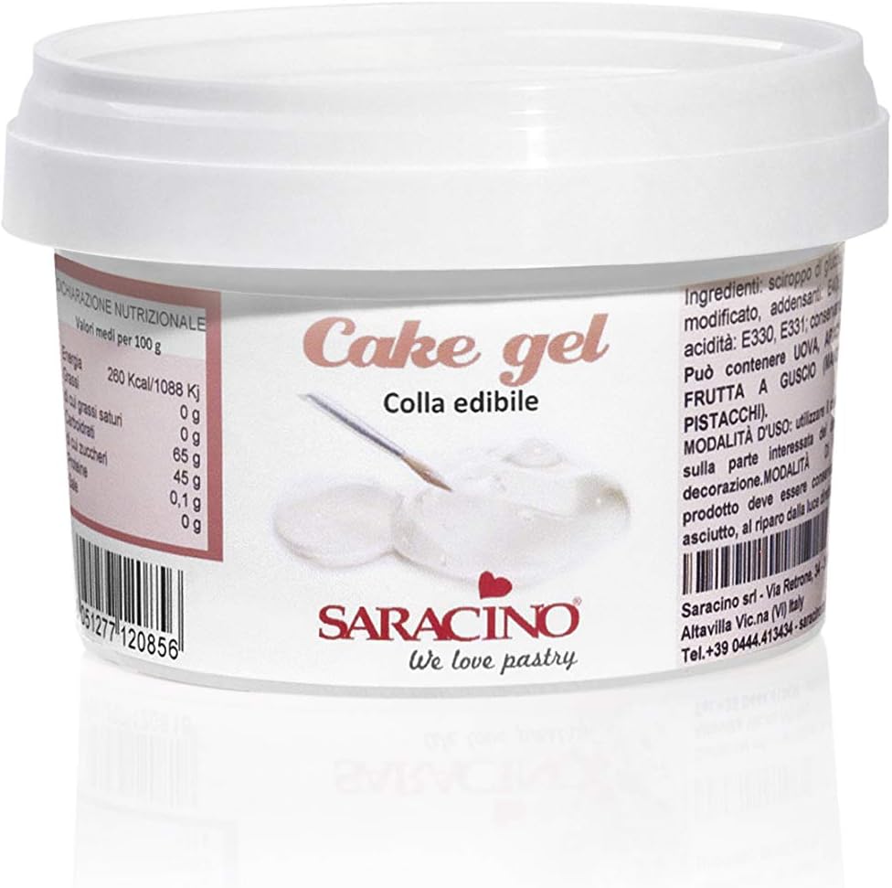 Saracino Cake Gel - Gelatina Colla Alimentare Neutra per Decorazioni, 200 g, Made in Italy