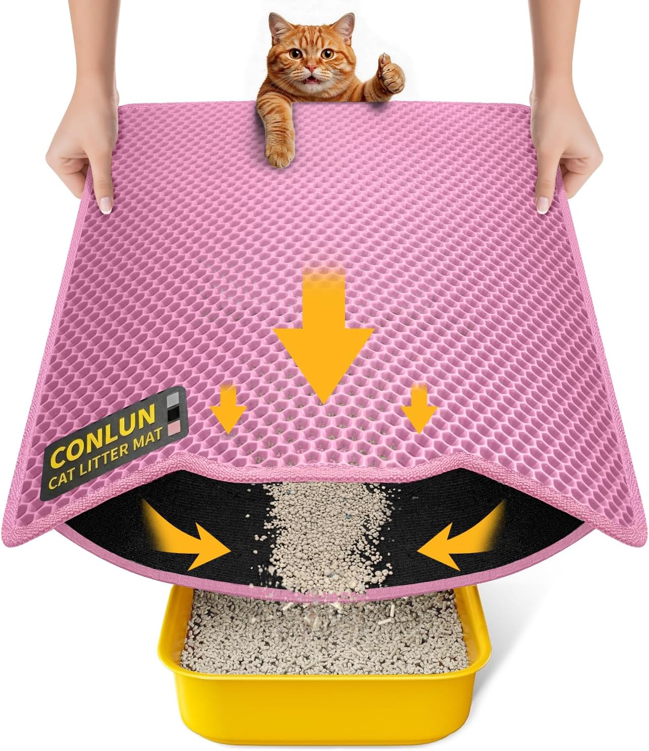 Detalle de Conlun Cat Litter Mat 60x46cm Honeycomb Double Layer – Pink