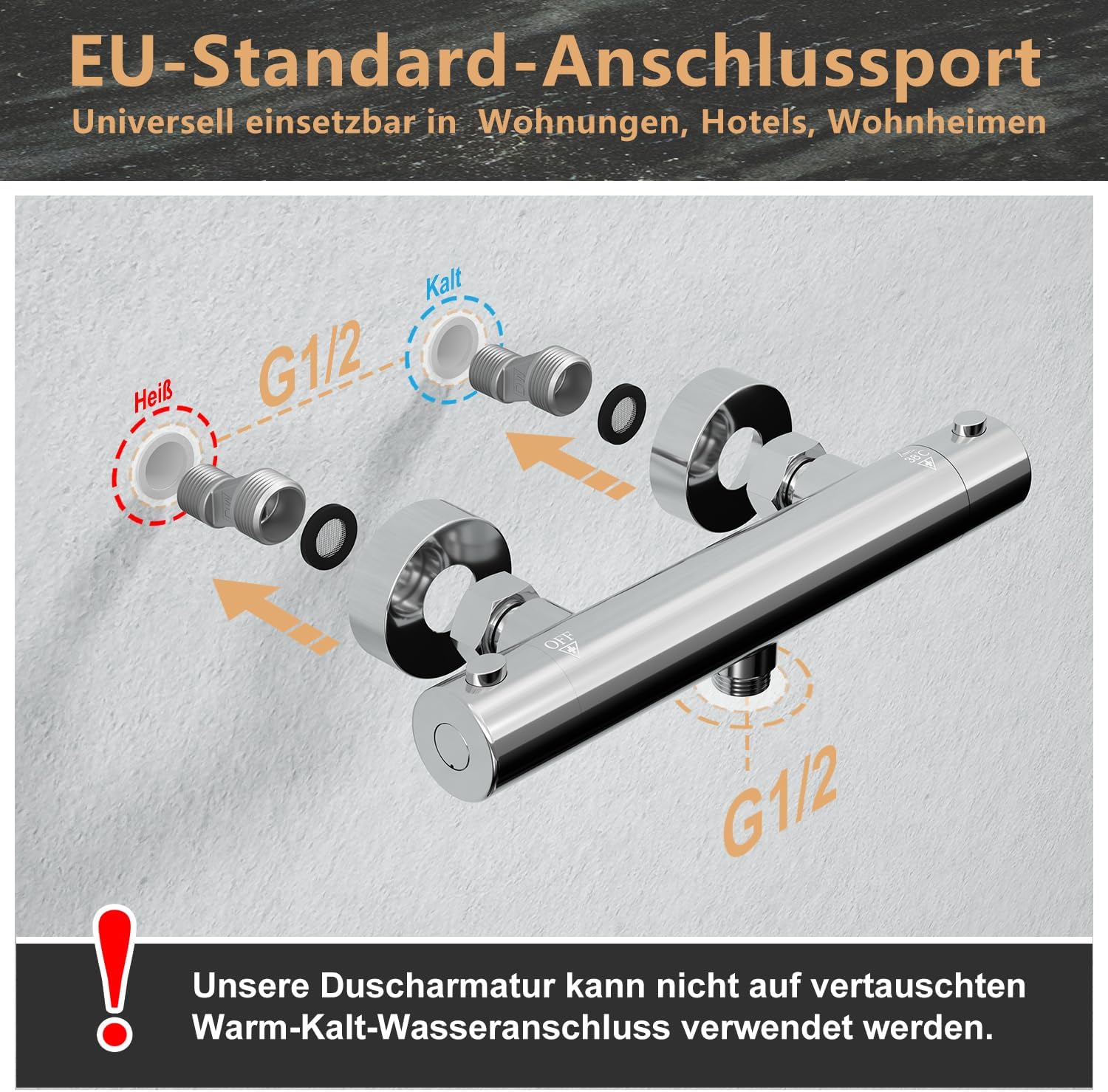 Thumbnail 5 de JOHO Thermostatbatterie Duscharmatur 38 °C Sicherheit