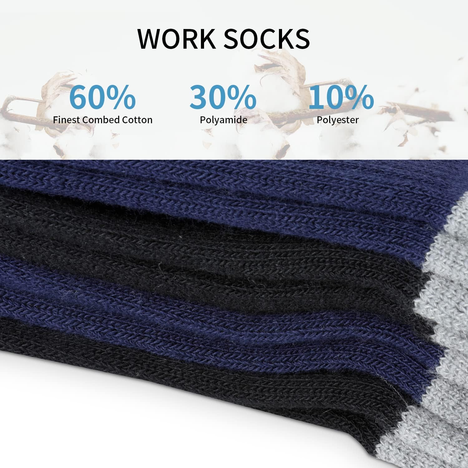 Detalle 1 de Laulax work socks 4 pairs combed cotton