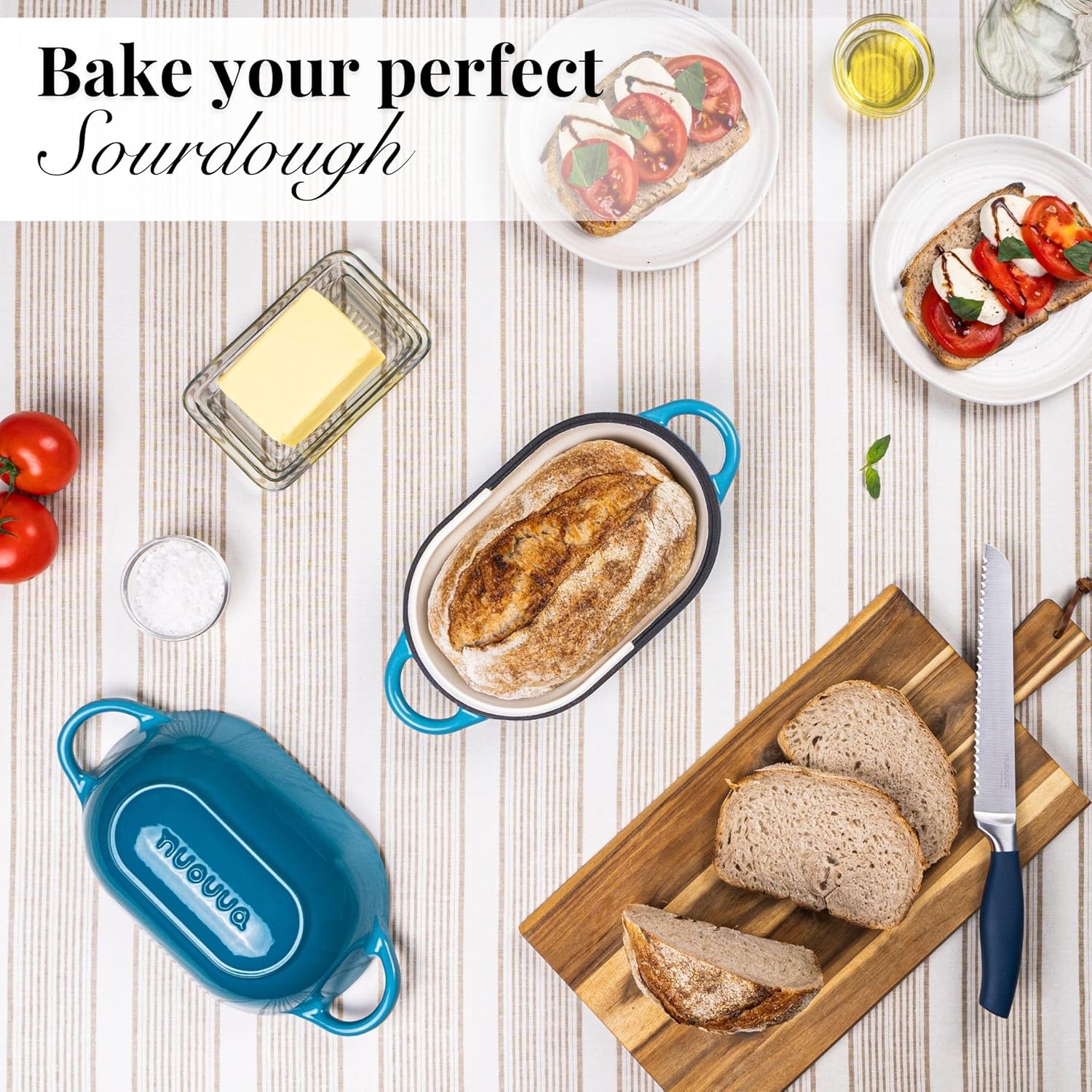 Thumbnail 6 de Nuovva Enamelled Cast Iron Sourdough Dutch Oven – Rectangular Bread Loaf Pot, Light Blue