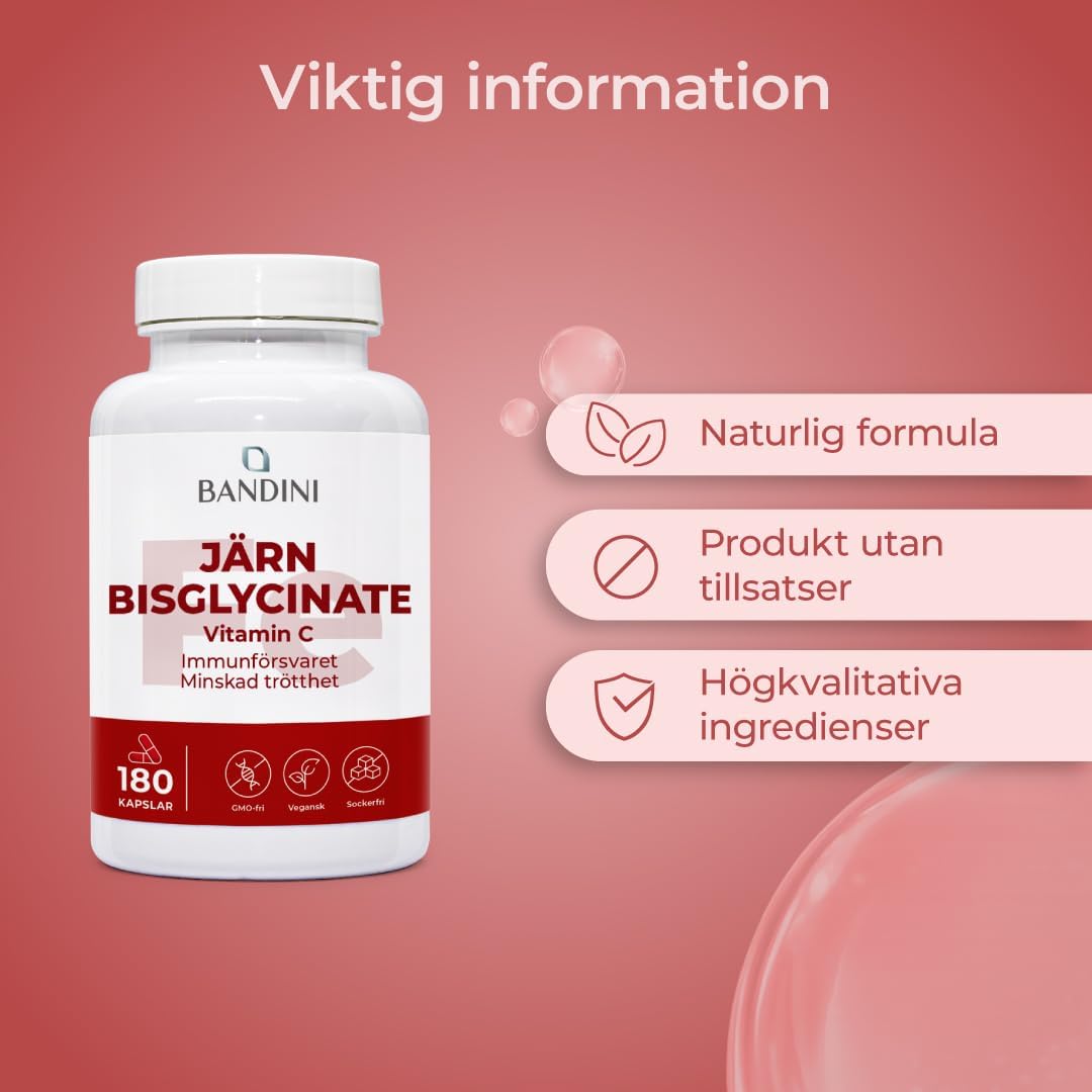 Detalle de BANDINI järn 80 mg med C-vitamin, 180 veganska kapslar