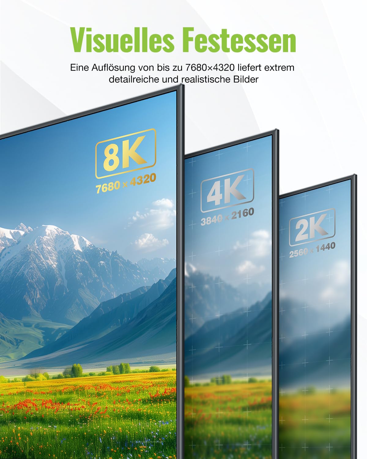 Detalle 2 de LEENUE HDMI 2.1 Verlängerungskabel 1 m (8K@60Hz, 4K@120Hz, 48 Gbps) mit Stecker-auf-Buchse