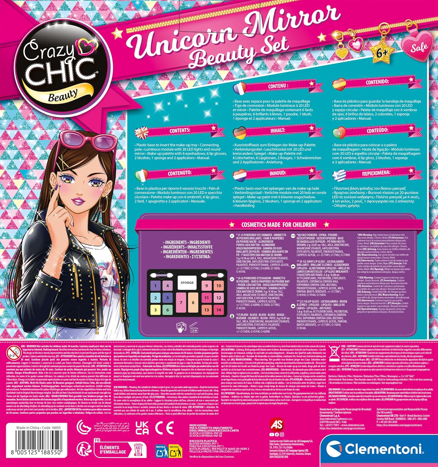 Thumbnail 2 de Clementoni Make-up-Spiegel Deluxe – Rundschminkspiegel mit Beleuchtung, integrierter Make-up-Palette und Ablagen