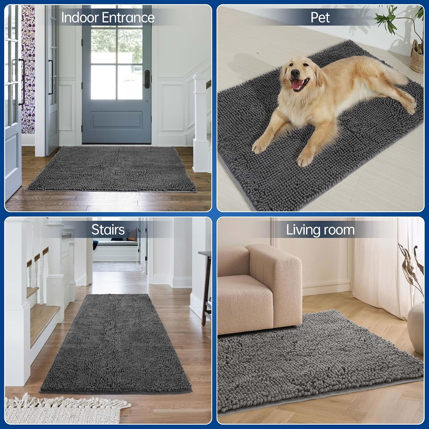 Thumbnail 6 de Naturei Doormat-3060in Chenille Dog Door Mat, 60 x 30 Inches, Dark Gray