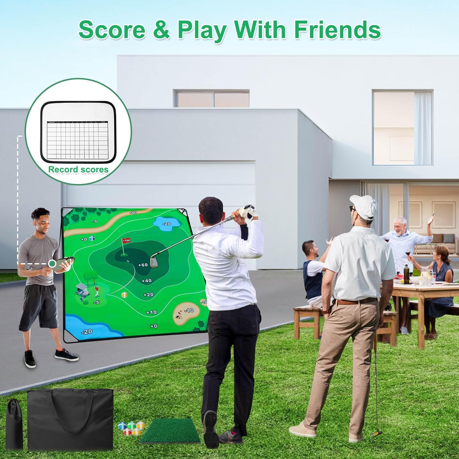 Thumbnail 5 de KEMLDIVS Golf Chipping Game Set — 71" x 71" Backyard Chipping Pong with Two Modes