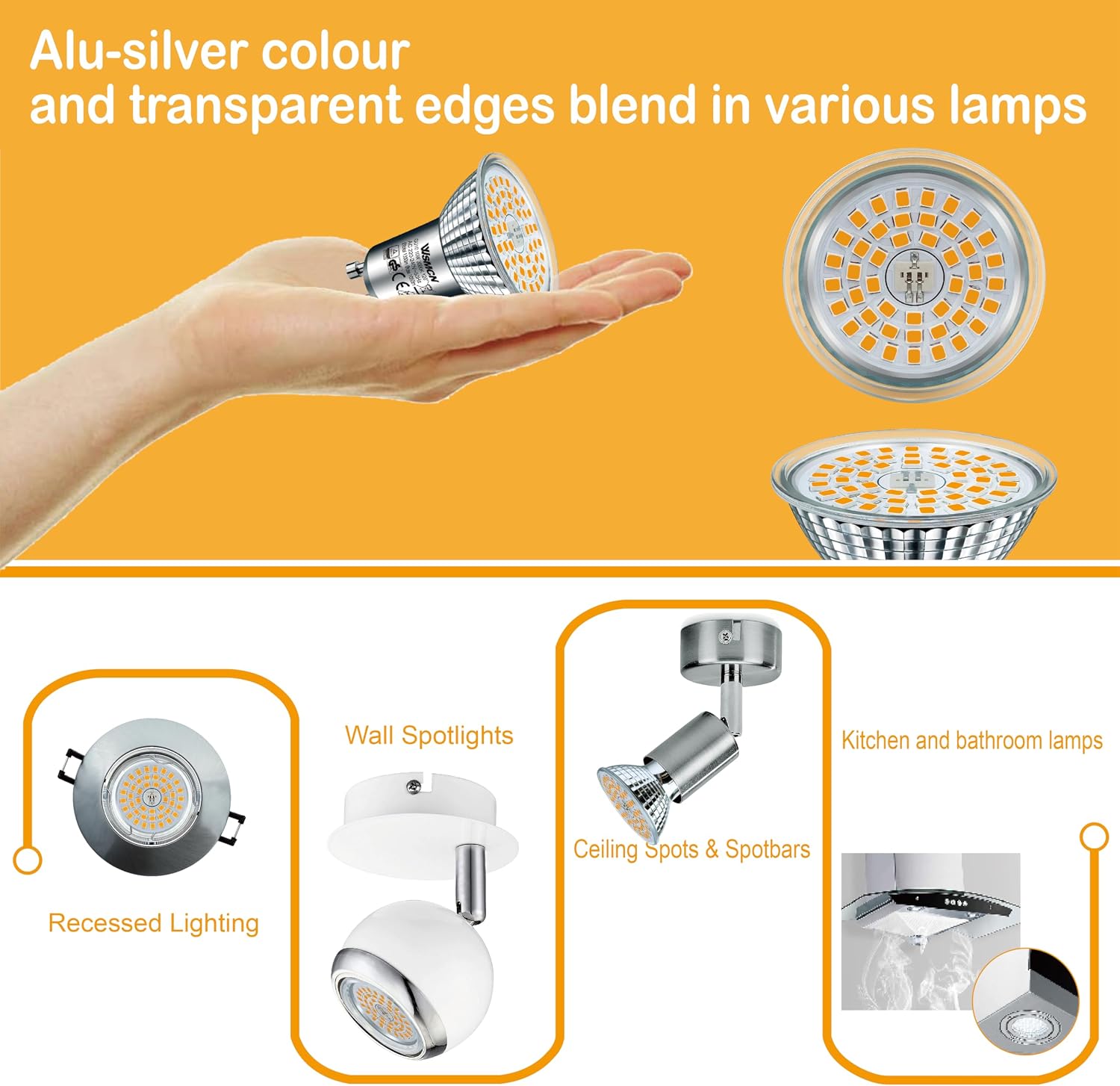 Thumbnail 6 de WSMCN GU10 LED Warmweiß Lampe 10W, 4er-Pack – 1050 lm, 3000K, Nicht Dimmbar