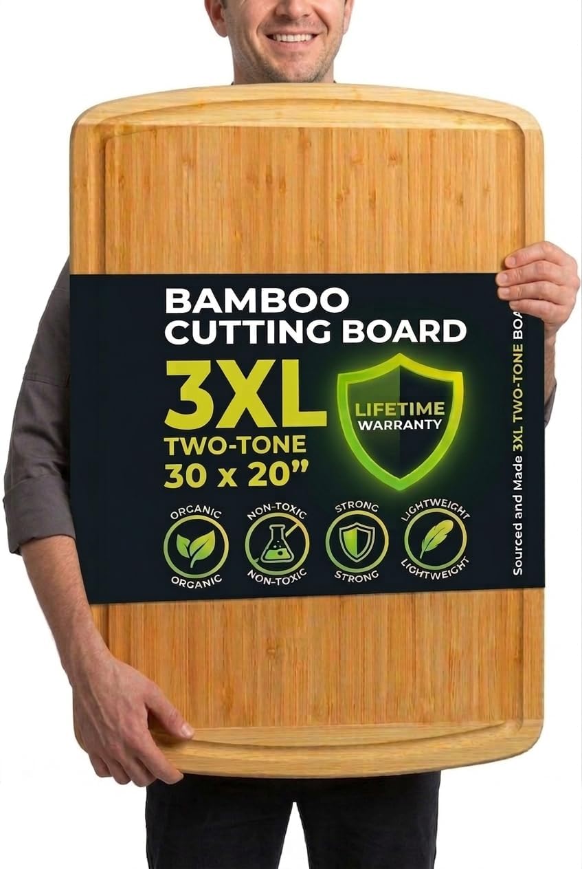Detalle de Greener Chef 30 x 20 Extra Large Bamboo Cutting Board