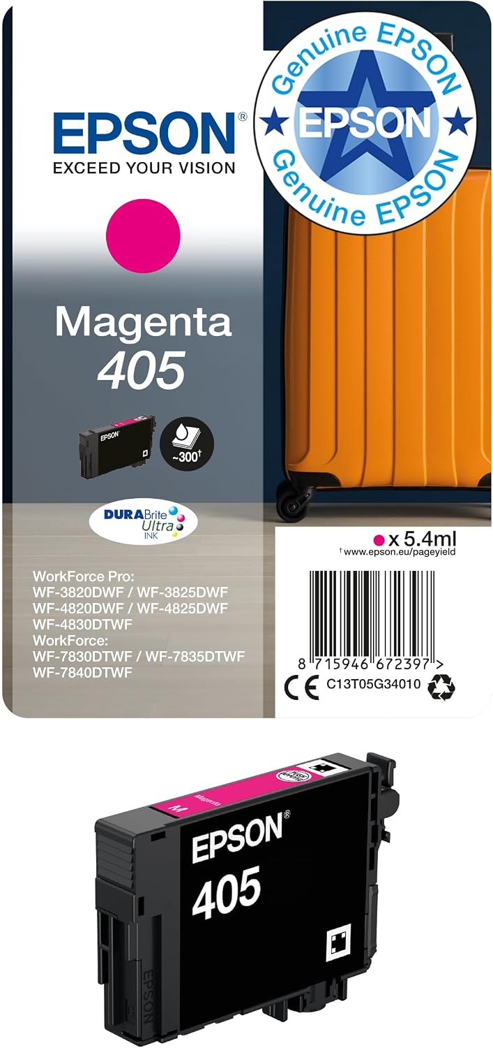 Detalle de Epson 405 Suitcase Genuine Multipack: 4-Colour Durabrite Ultra Ink Cartridges