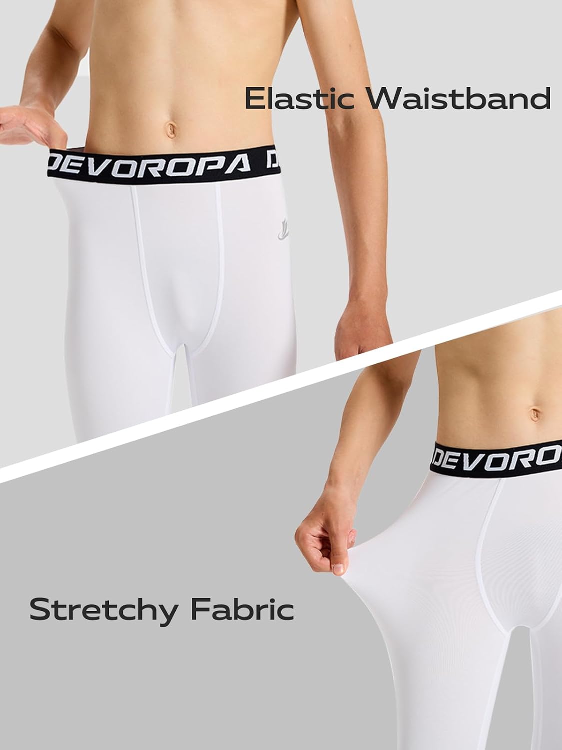 Detalle 2 de DEVOROPA Boys Quick-Dry Compression Leggings, Breathable Sports Base Layer