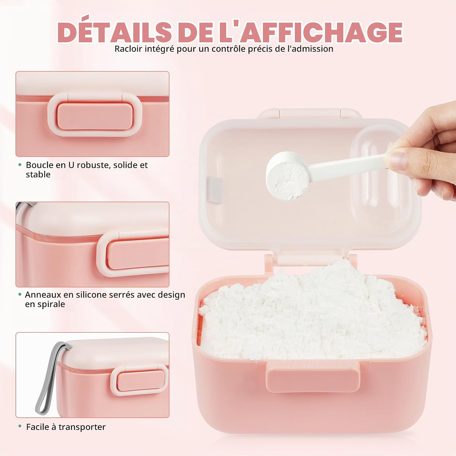 Thumbnail 2 de Aolso melkpoederdispenser 400 ml met doseerzakje en siliconen afdichting