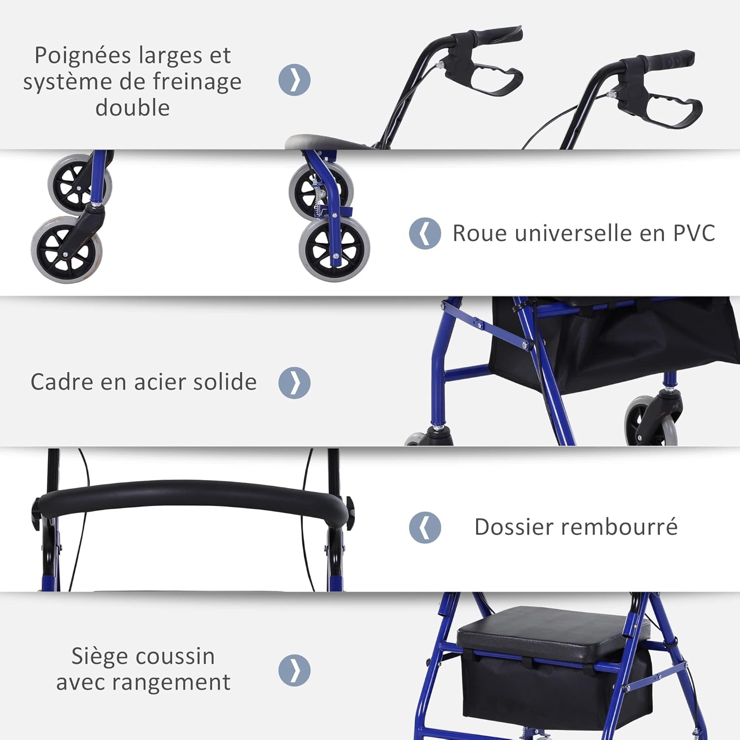 Thumbnail 6 de HOMCOM Déambulateur 4 roues léger