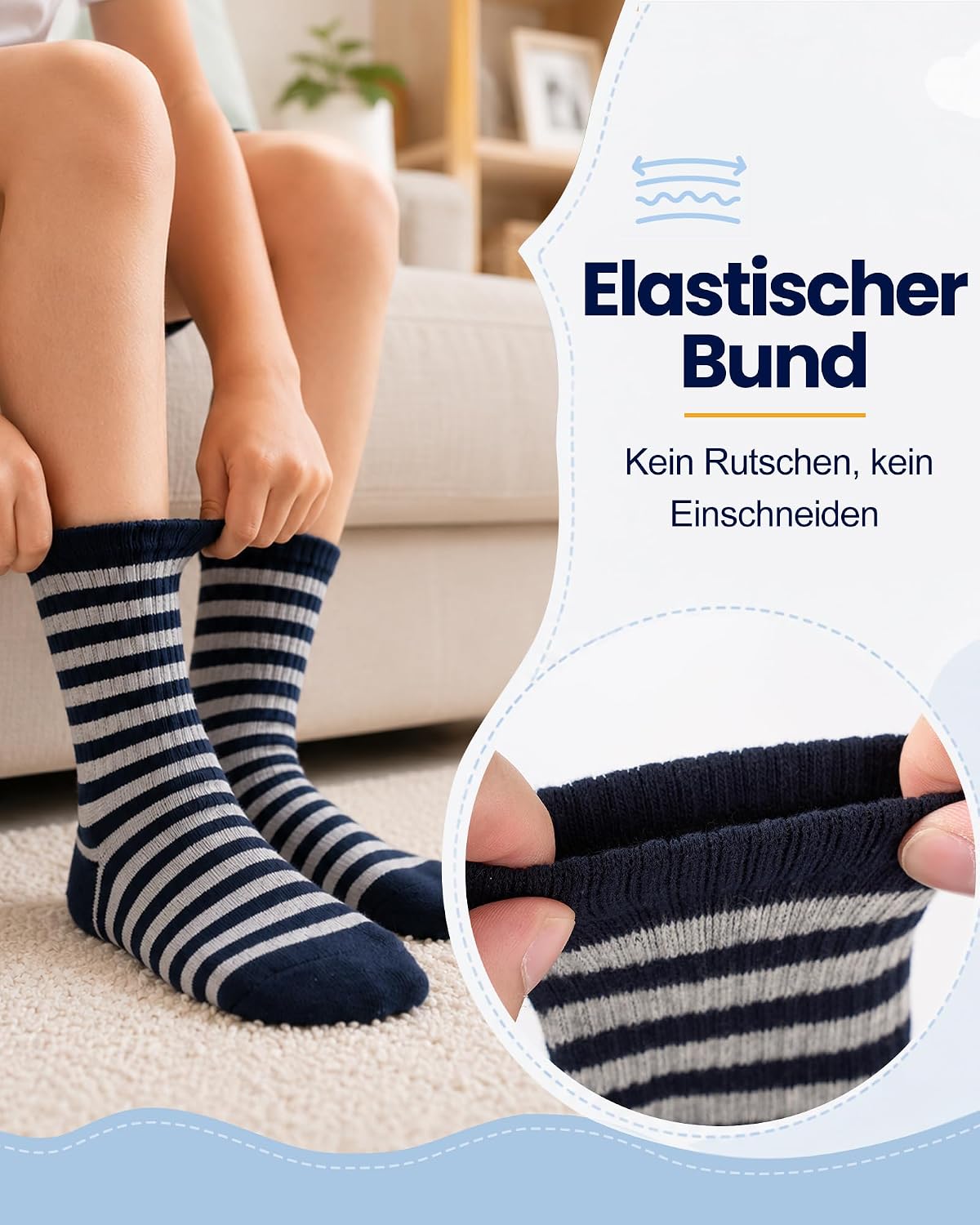 Detalle 2 de SockWaddles Kids Boys Cotton Socks, 6-Pack with Reinforced Toe and Heel