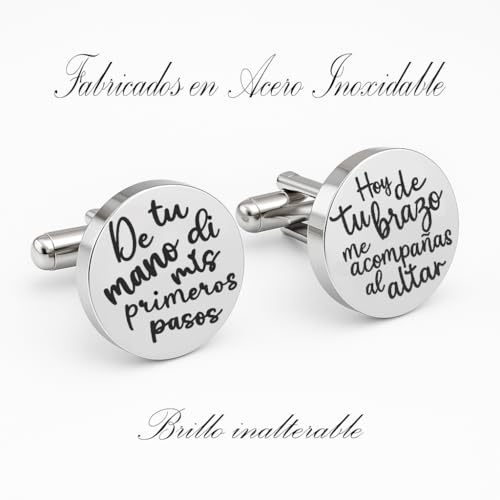 Thumbnail 1 de Gemelos padrino boda personalizados en acero inoxidable | EKONAT JOYERIA PERSONALIZADA