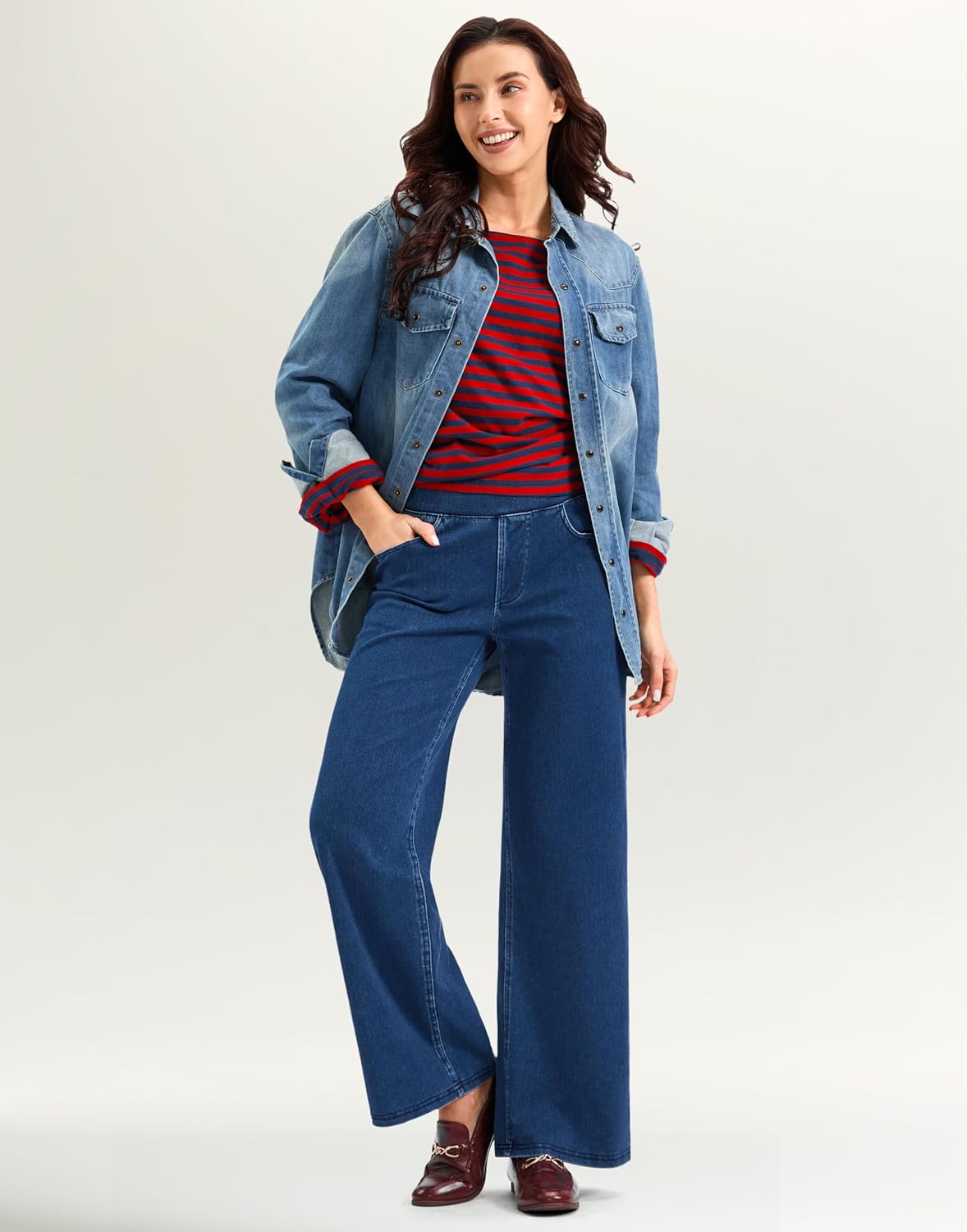 Thumbnail 6 de Rammus Women's Wide-Leg Pull-On Jeans, High Waist, Stretch Denim