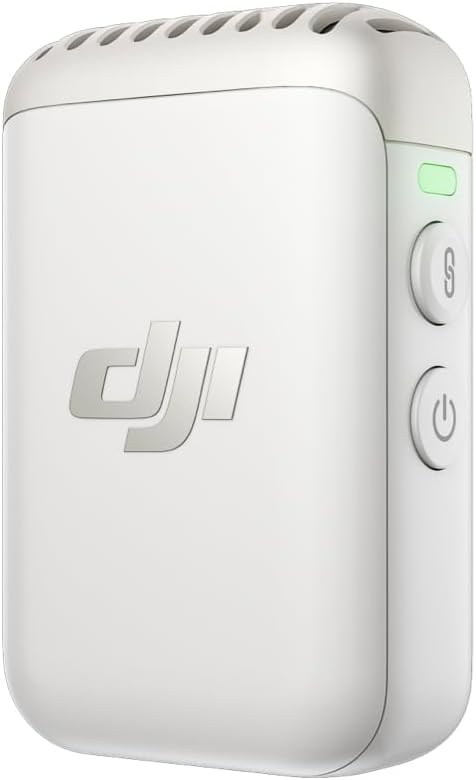 Émetteur DJI Mic 2 (Blanc nacré) – Microphone sans fil avec réduction intelligente du bruit et enregistrement interne