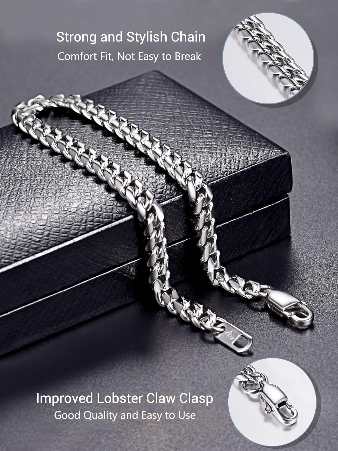 Thumbnail 6 de PROSTEEL Bracciale da uomo in acciaio inox placcato oro con catena cubana ritorta