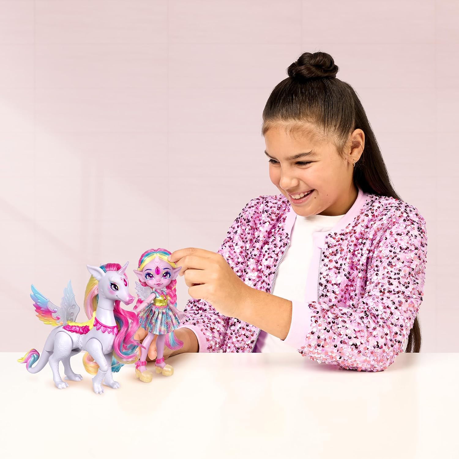 Detalle 1 de Magic Mixies Magic Pixlings MG104000 – lalka z kucykiem, tęczowy zestaw