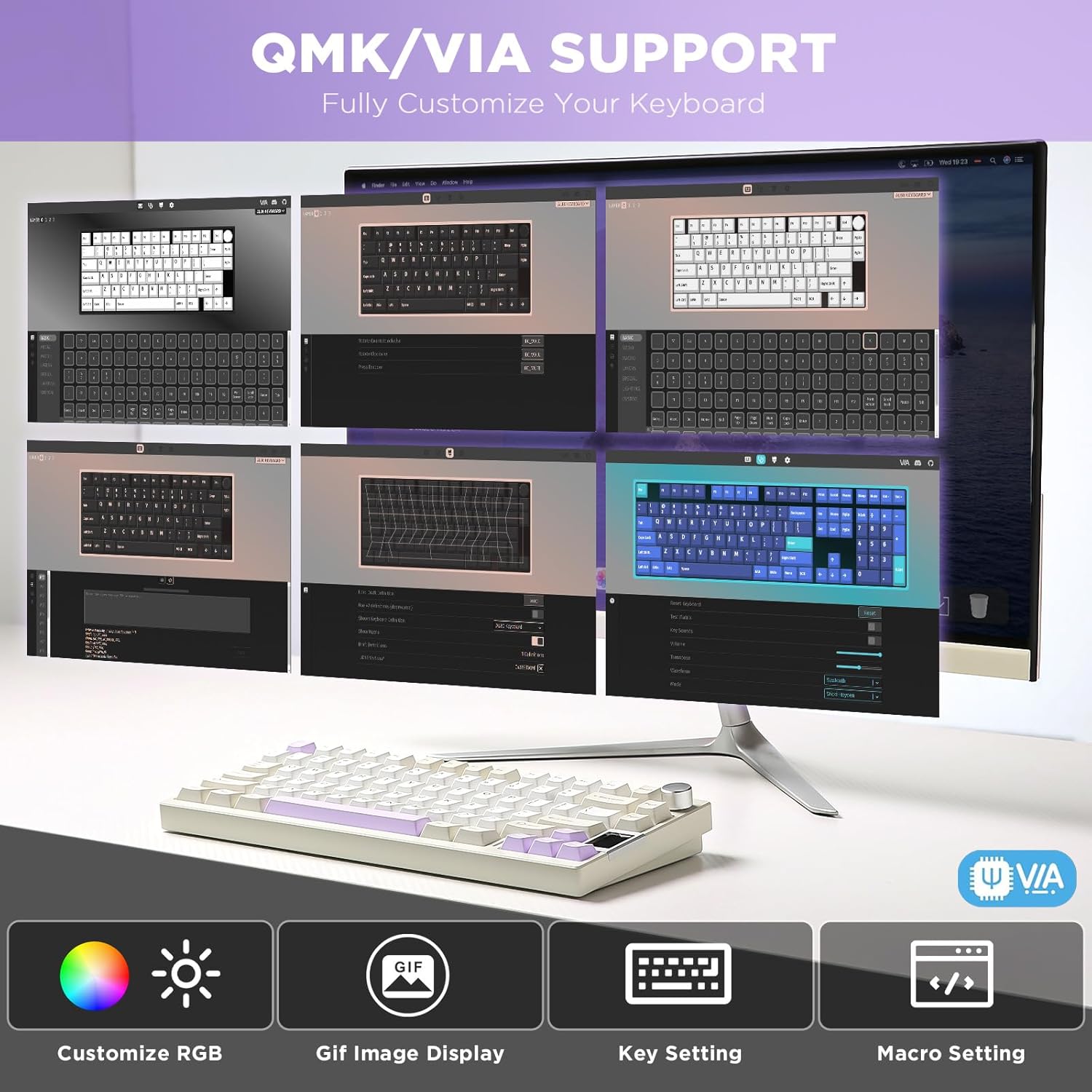 Thumbnail 2 de YUNZII AL80: Drahtlose 75% Mechanische Tastatur mit Aluminiumgehäuse, LCD-Display und QMK/VIA