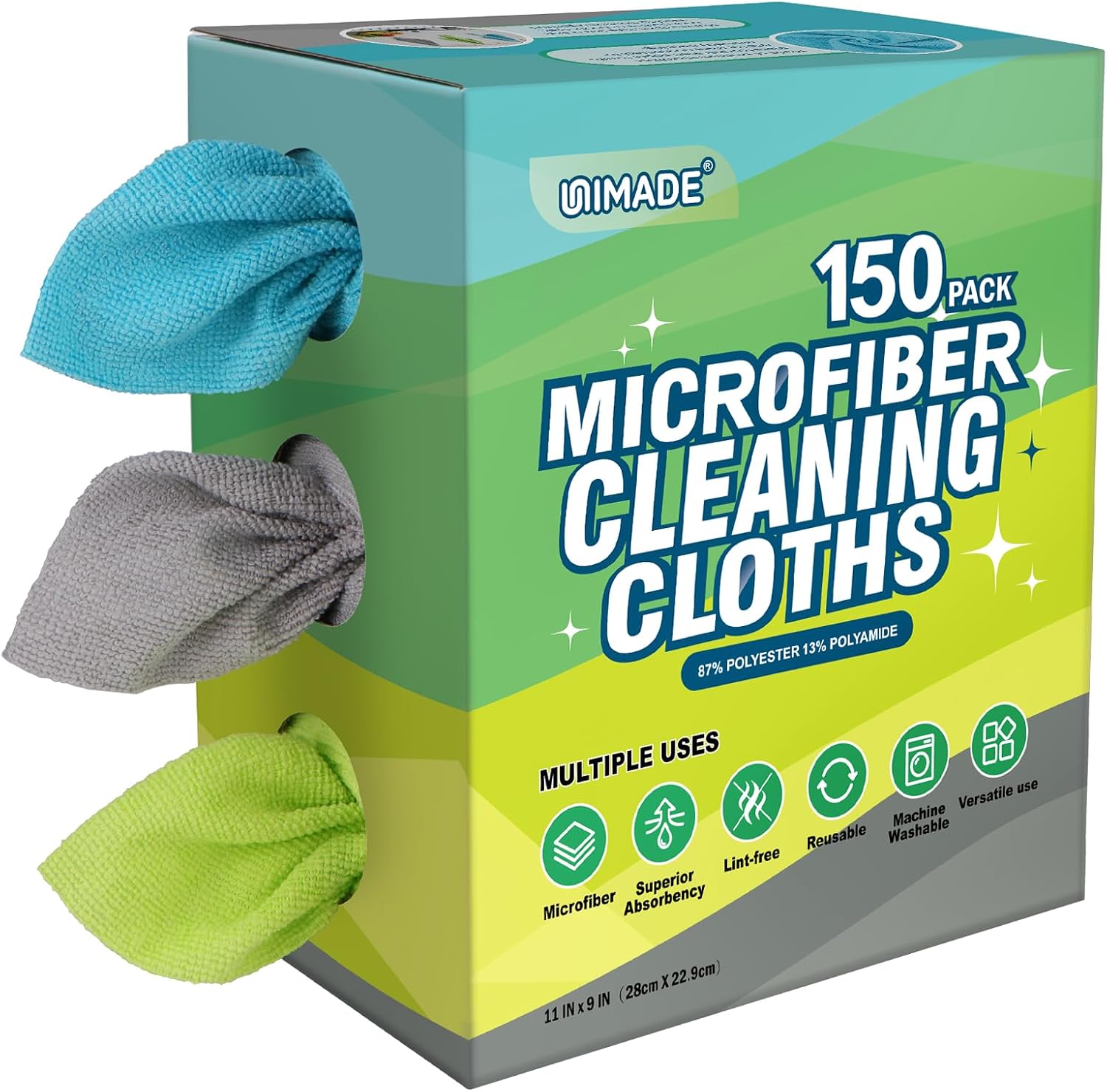 Detalle de UNIMADE Microfiber Cleaning Cloth 150 pack 🧽