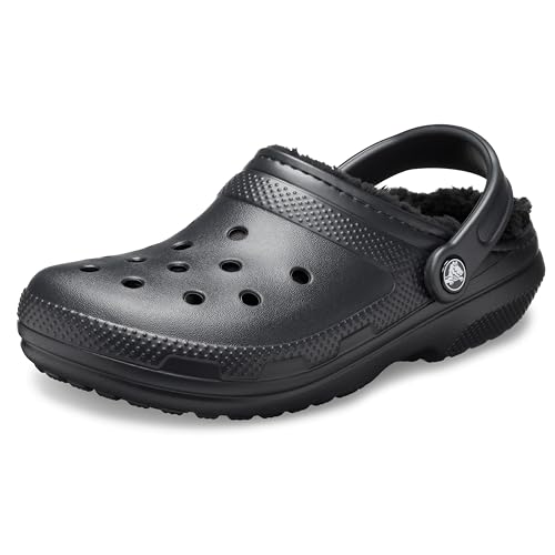 Detalle de Crocs Unisex Clogs in Black: Size guidance, warmth-lined comfort and easy style