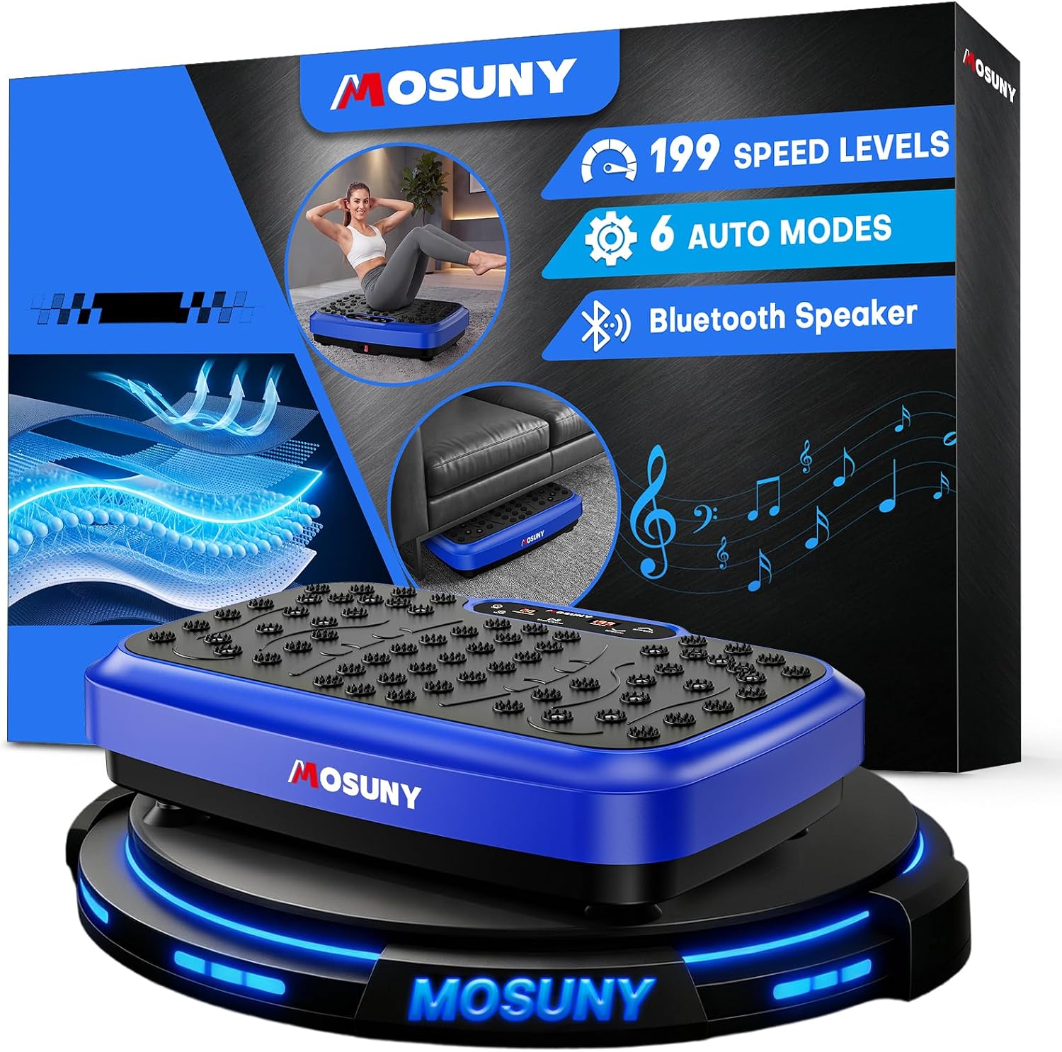 Detalle de MOSUNY JTF017A Vibration Plate with 199 Speeds, 7 Modes and Speaker