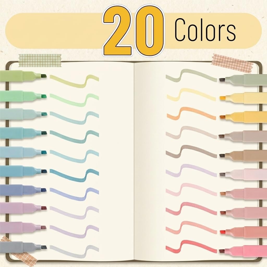 Thumbnail 1 de Mr. Pen Aesthetic Highlighters, 20 Pastel Colors with Chisel Tips
