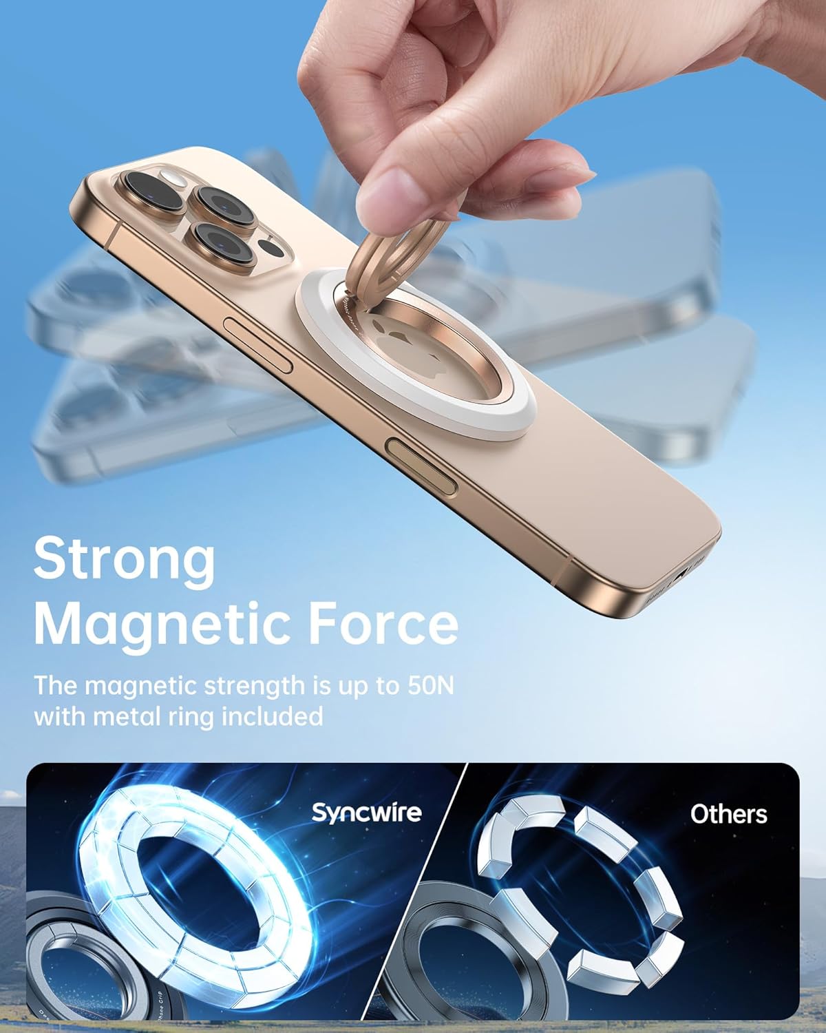 Thumbnail 4 de SYNCWIRE Phone Ring Holder Grip for MagSafe: 360° Rotation, Double-Sided Magnetic Grip