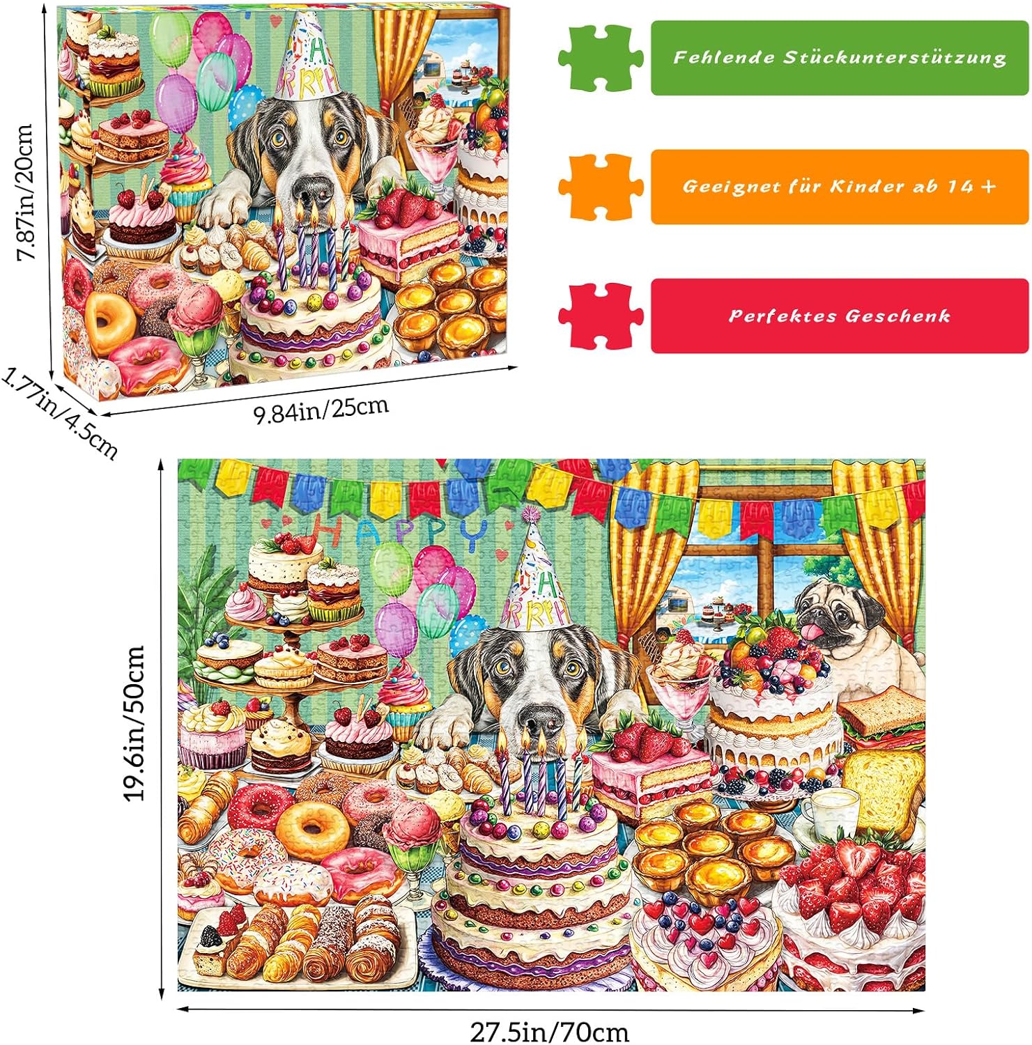 Thumbnail 3 de HUADADA Puzzle 1000 elementów z motywem psa, 70 × 50 cm