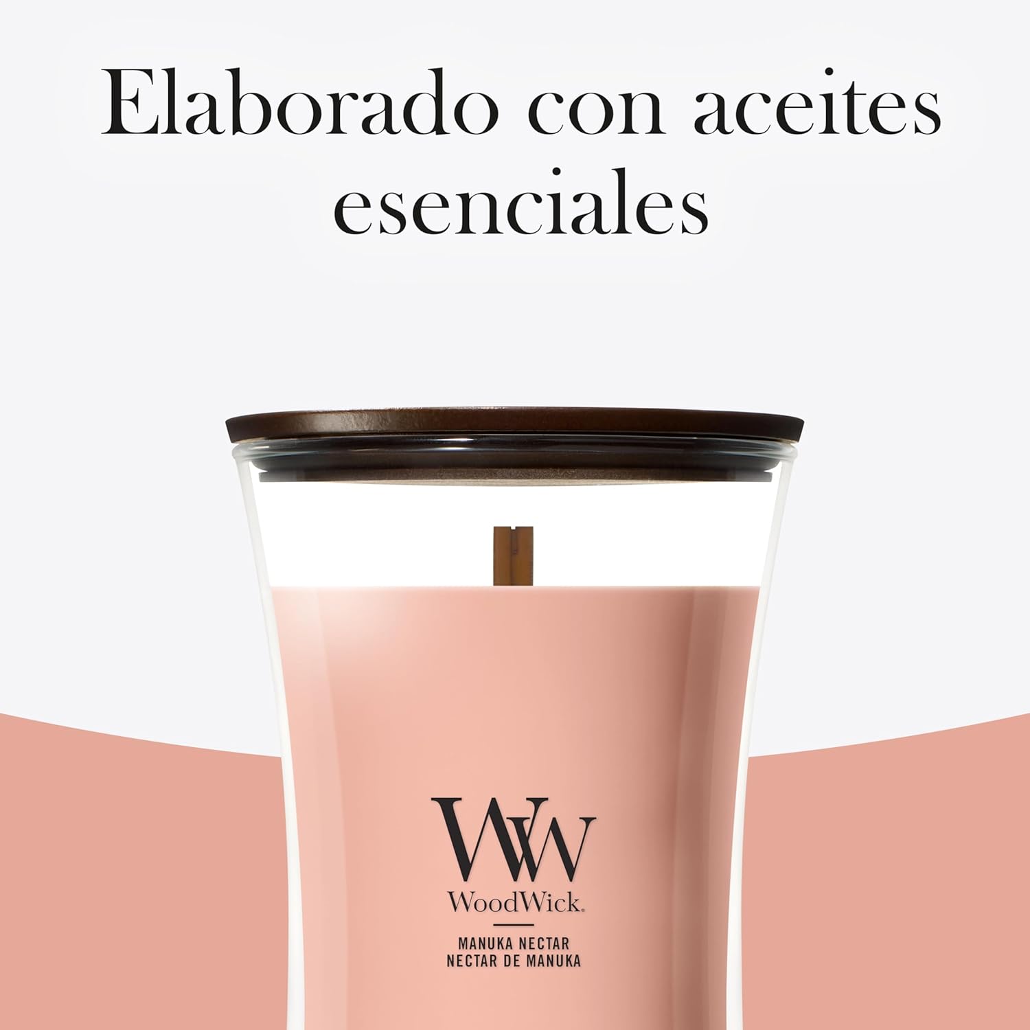 Detalle de WoodWick Scented Candle | Large Hourglass, Manuka Nectar