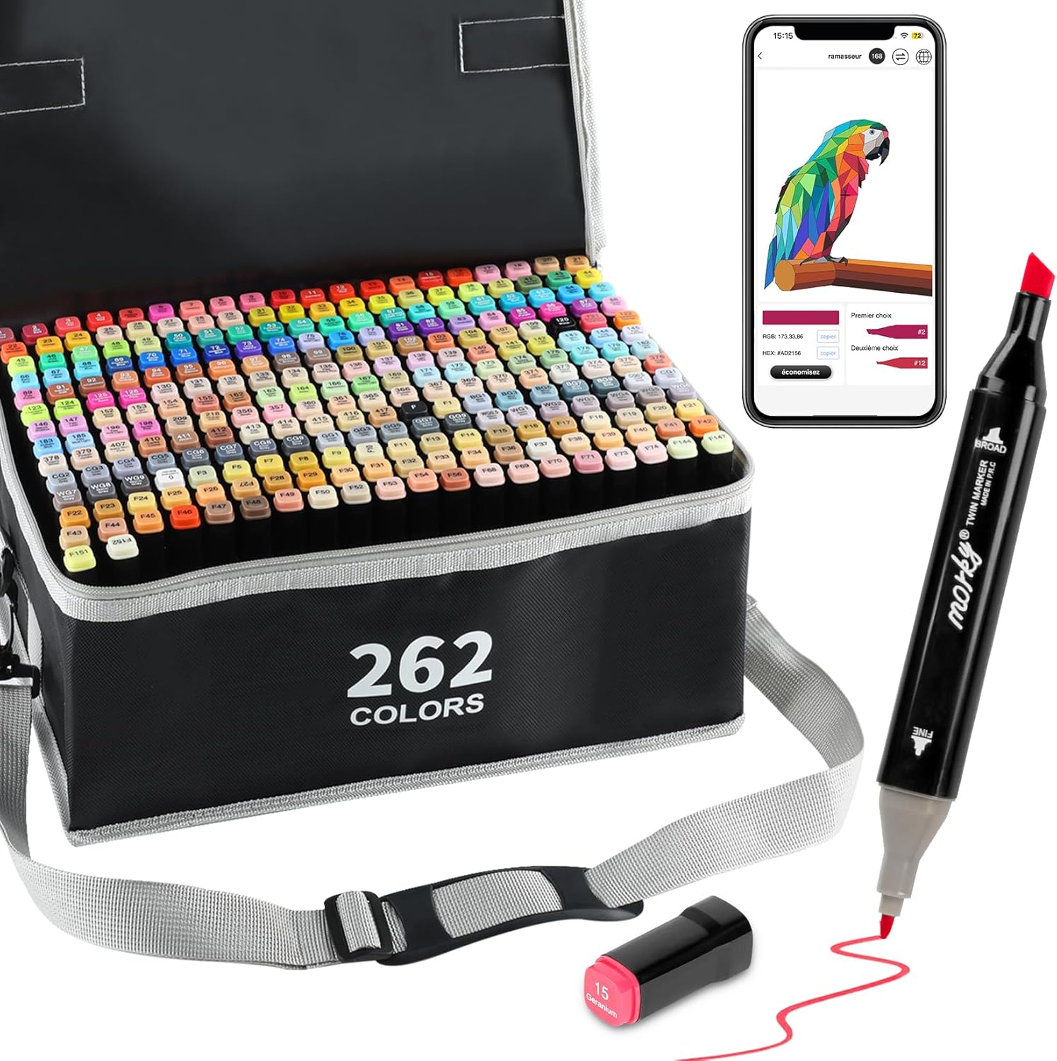 Detalle 2 de AEDAGA 168+2 feutres à alcool double pointe avec app gratuite (biseautée + fine)