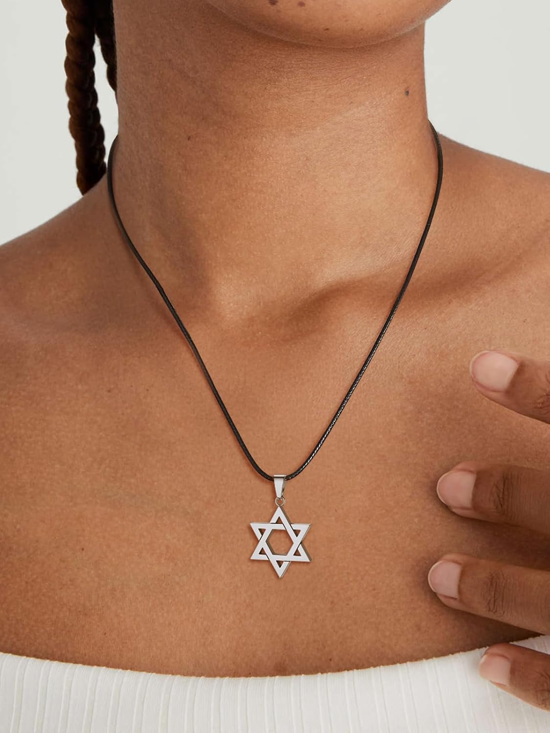 Thumbnail 4 de Collier Cordon Cuir ChainsHouse noir – cuir encerclé, fermoir acier inoxydable, longueur 40–75 cm
