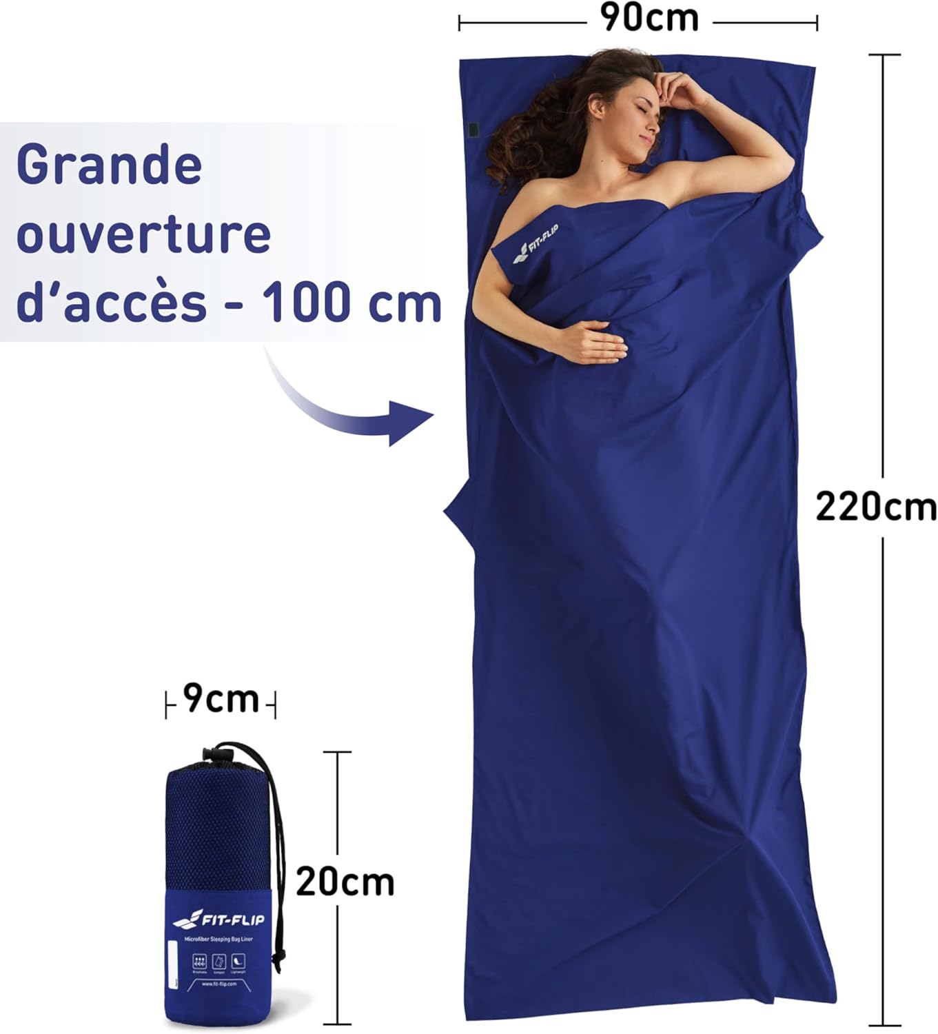 Thumbnail 1 de Fit-Flip Drap de Sac de Couchage en Microfibre Ultra-léger - 1 Personne avec Compartiment Oreiller