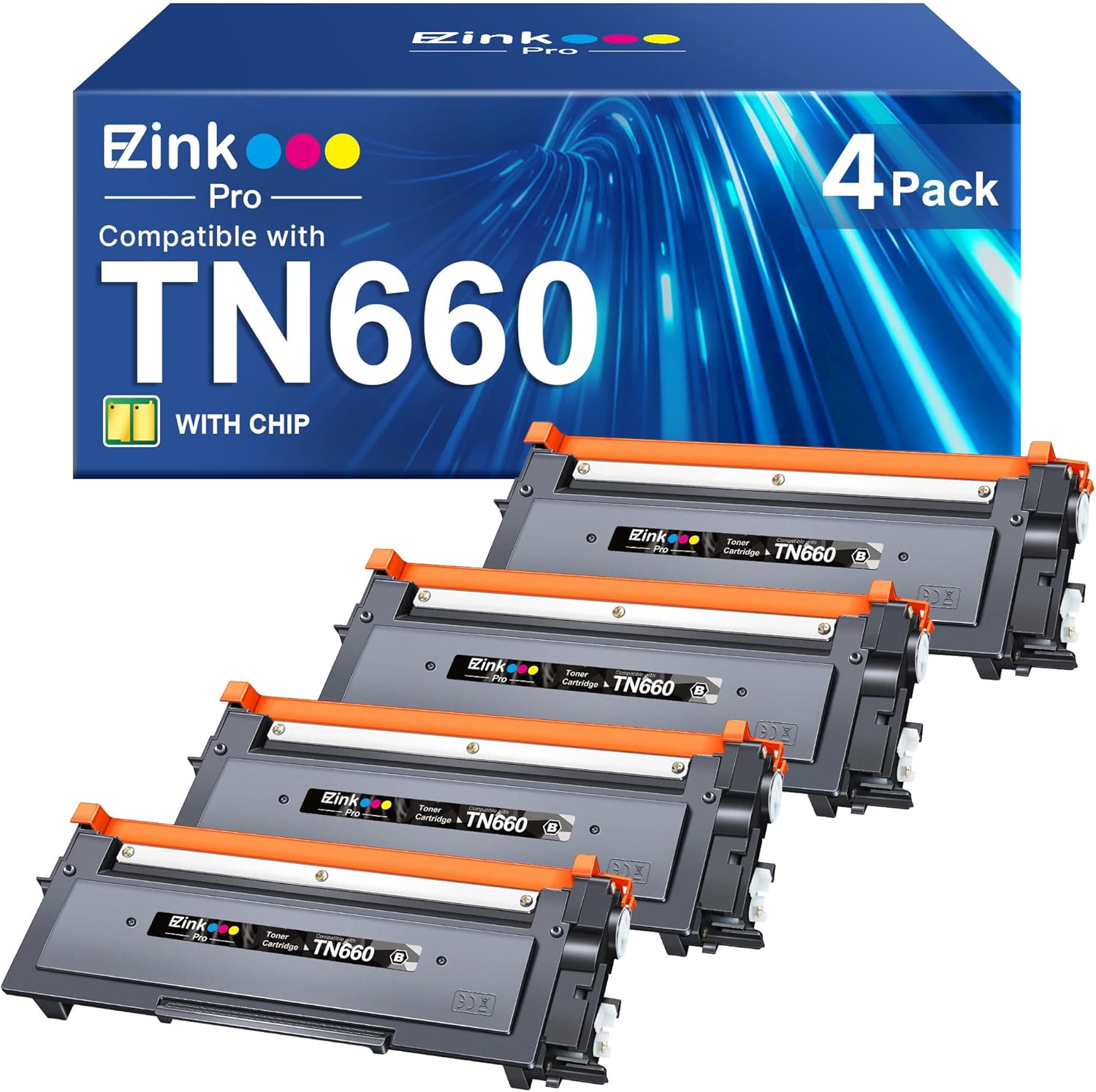 Detalle de E-Z Ink Pro TN660/TN630 Compatible Black Toner Cartridges, 4-Pack