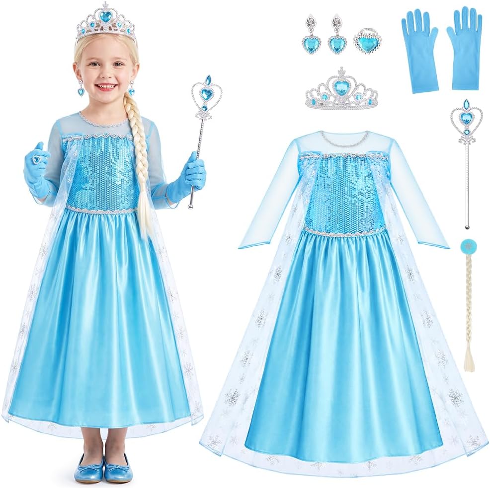 Detalle 2 de Alaoo 2844318 prinsessenkostuum voor meisjes, 9-delige set met tule
