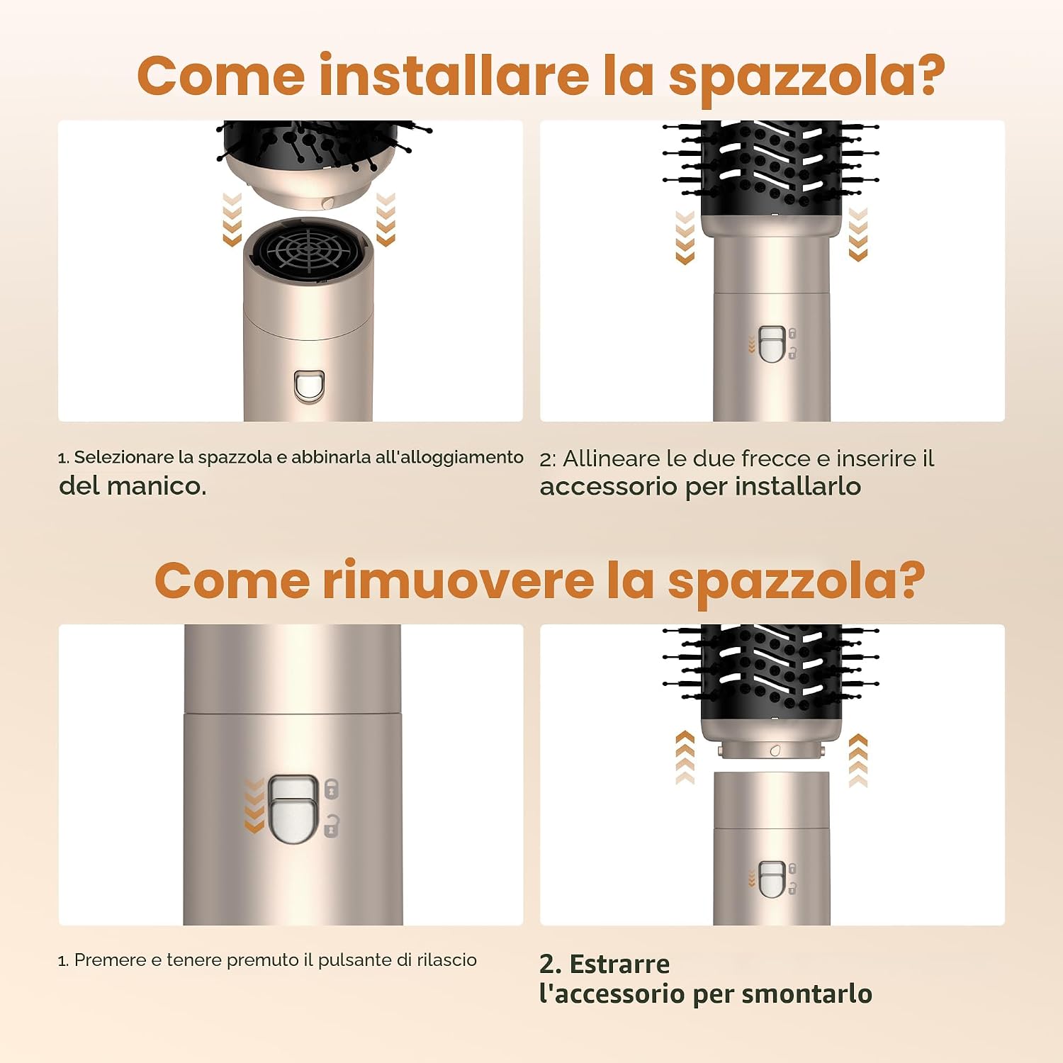 Detalle de UKLISS Hairstyler Airstyler 6 in 1: set spazzole per asciugacapelli con aria - Oro