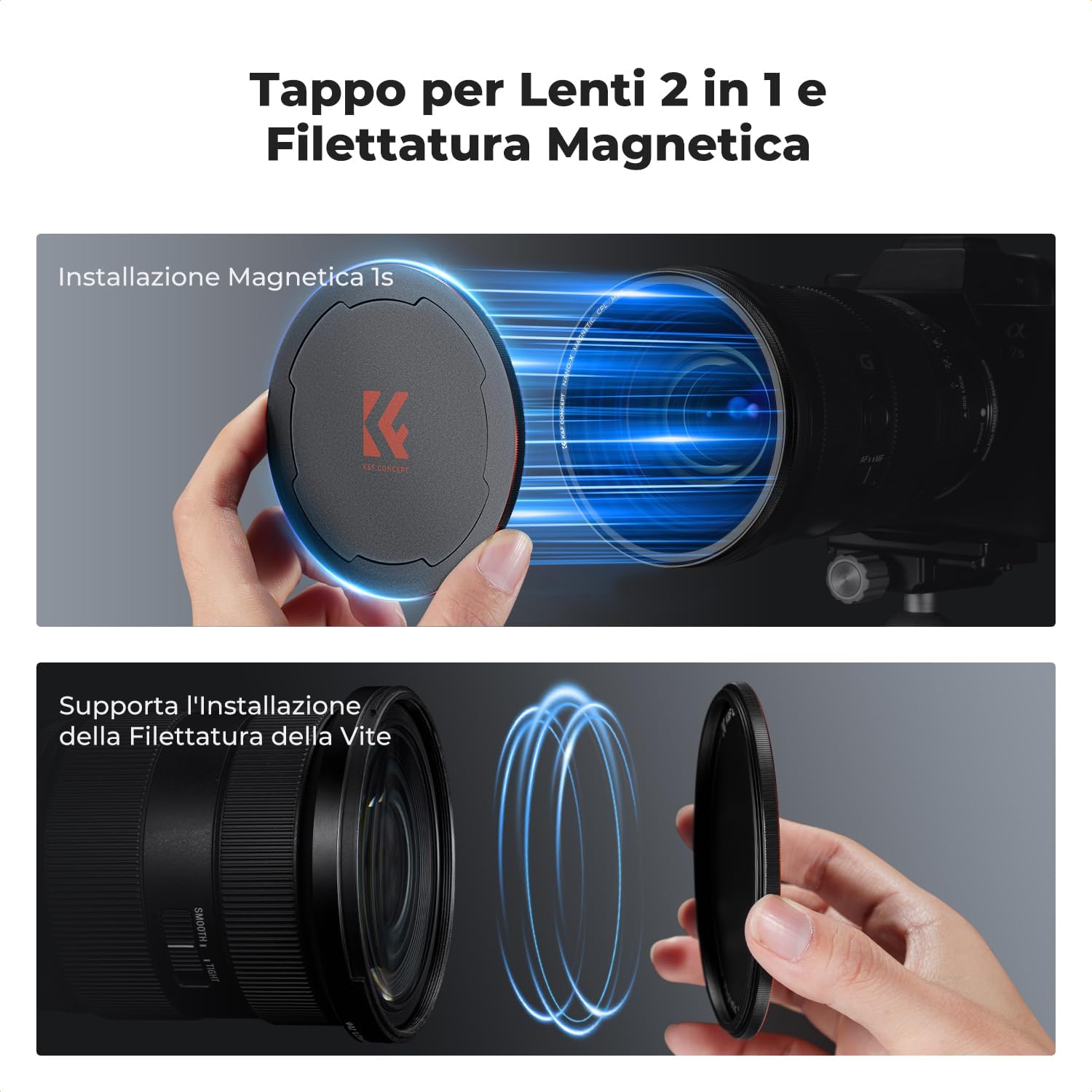 Thumbnail 5 de K&F CONCEPT Nano-Xcel 62mm Filtro CPL magnetico