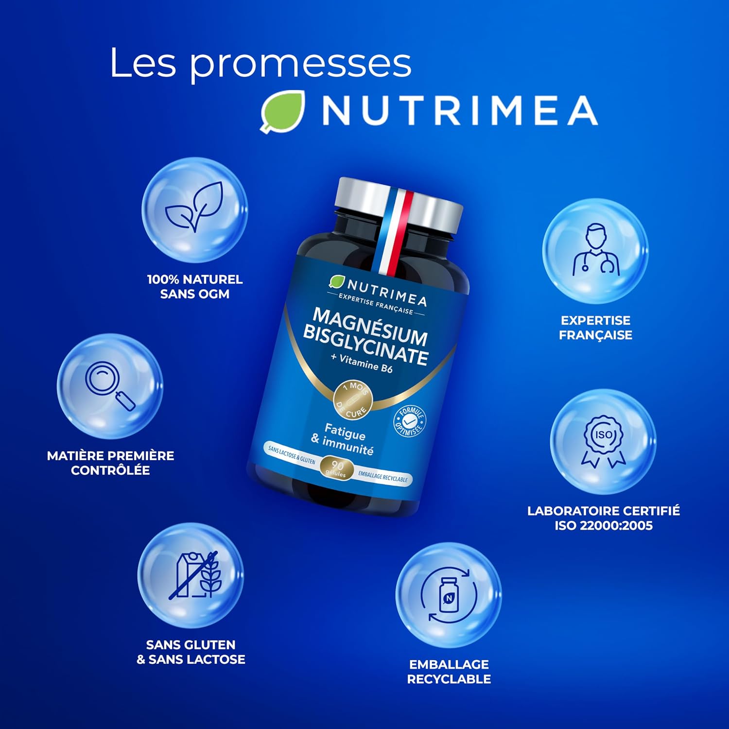 Thumbnail 6 de Nutrimea Magnésium Bisglycinate + Vitamine B6 (90 gélules vegan) – Sommeil, stress et fatigue
