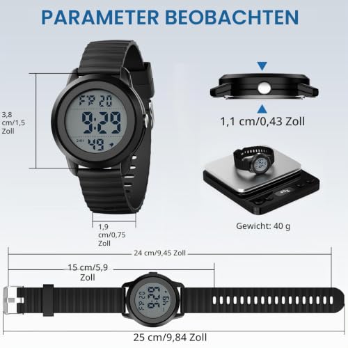 Detalle de Ayybboo Digitale Kinderuhr für Jungen und Mädchen 8–16 Jahre
