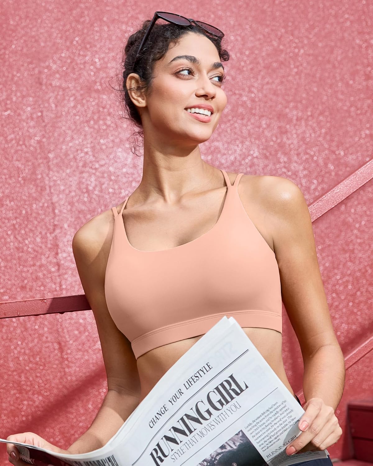 Detalle de RUNNING GIRL WX2354 Longline Sports Bra with Removable Pads and Crisscross Back