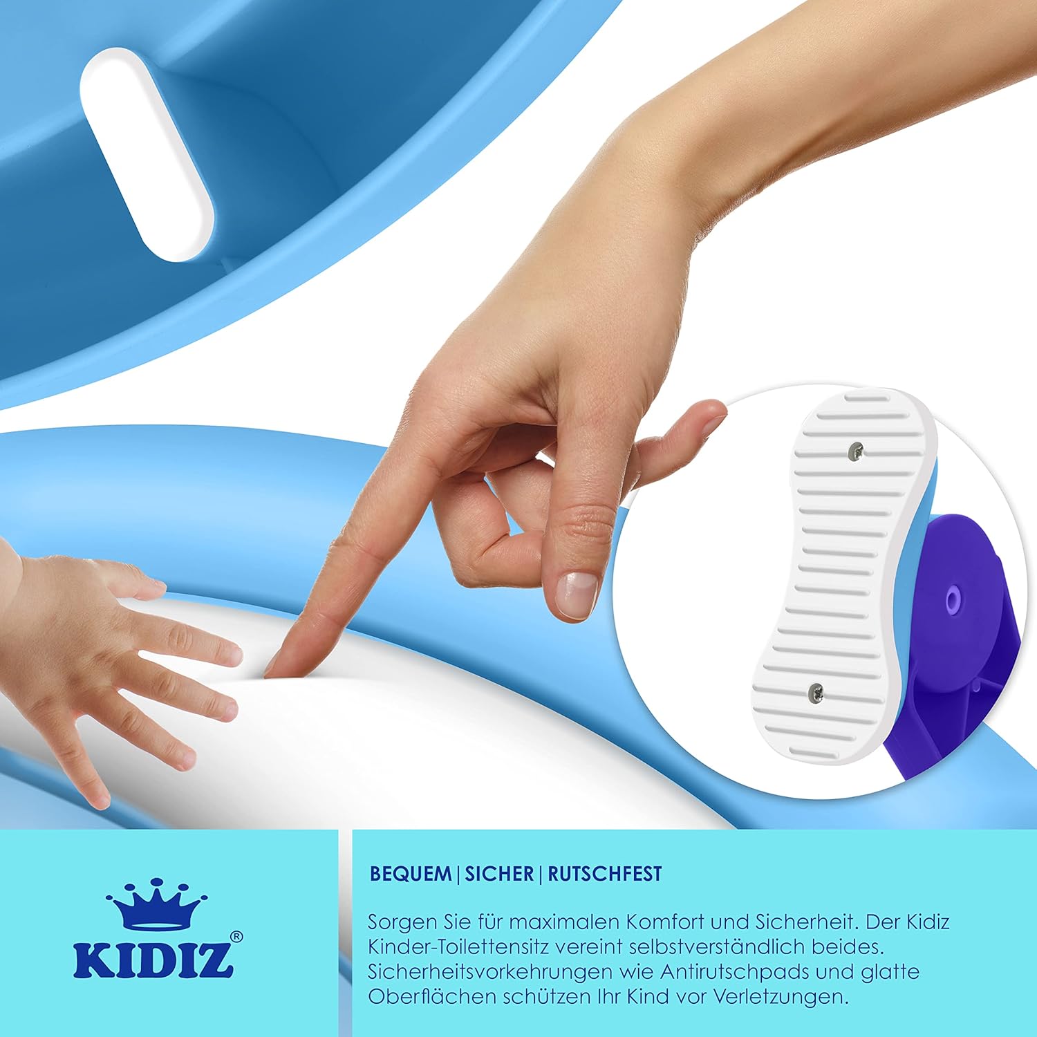 Thumbnail 4 de KIDIZ Kinder-Toilettensitz Toilettentrainer mit Treppe, Griffe, faltbar & höhenverstellbar (blau)