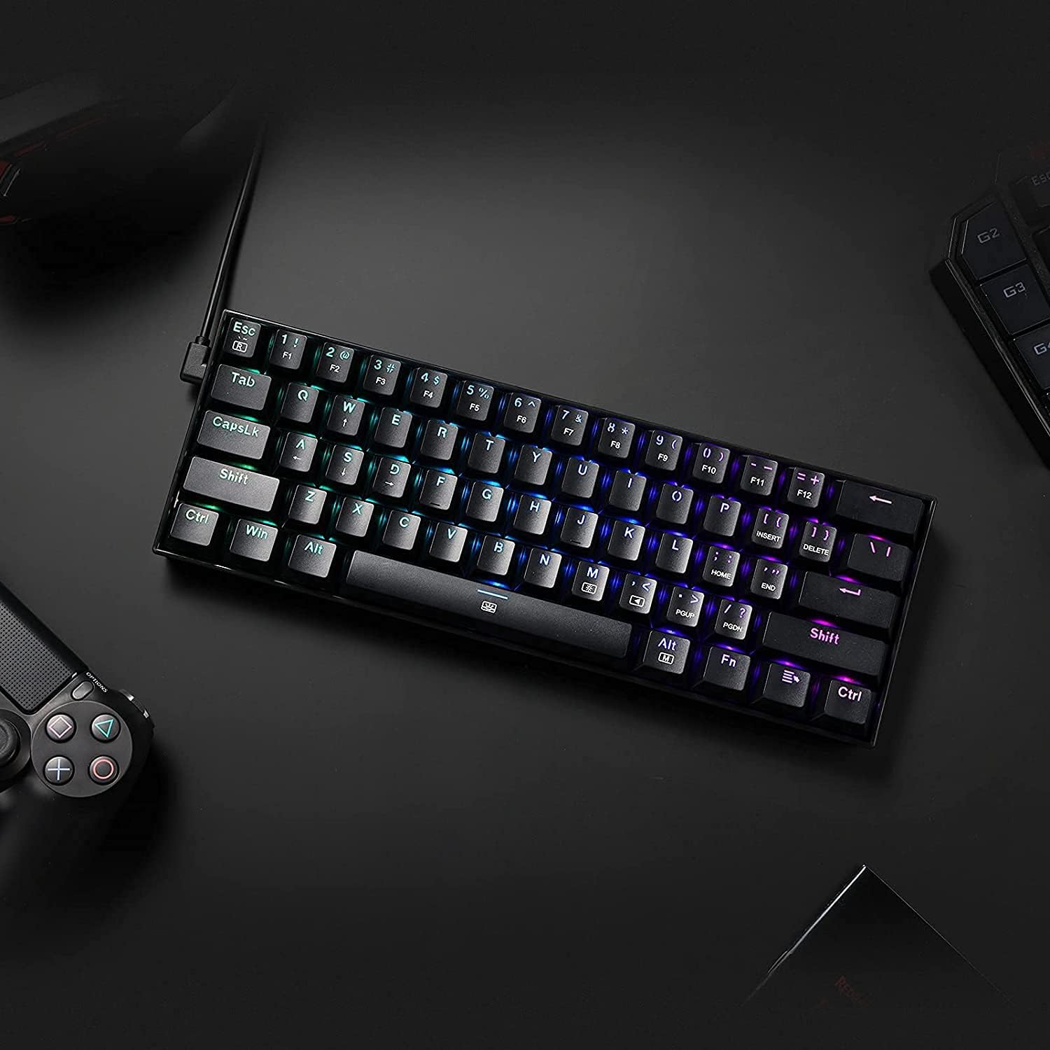 Detalle de Redragon K630 Dragonborn 60% Wired RGB Gaming Keyboard (61 keys, Red switch) with Pro driver support