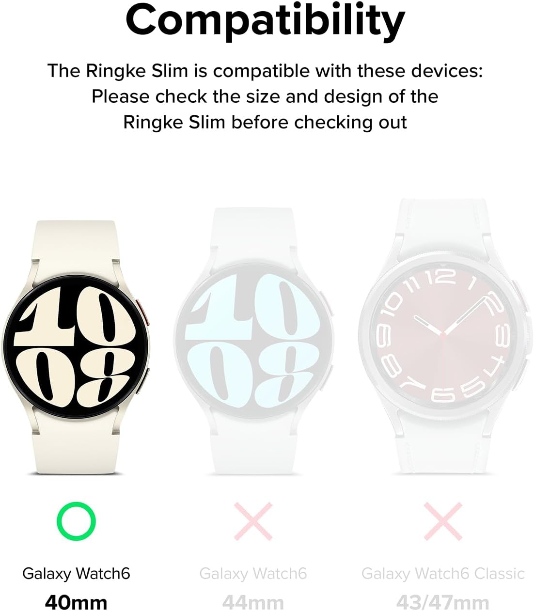 Detalle de Ringke Slim 40mm Galaxy Watch 6 Case – 2 Pack, Clear & Dark Chrome