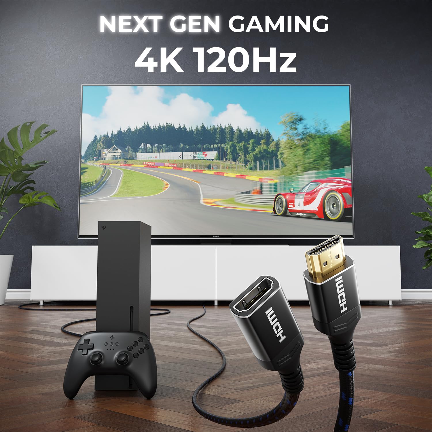Detalle 2 de deleyCON 2m 8K HDMI 2.1 Verlängerungskabel – Kupplung/Verlängerung für TV, Monitor, PS4/PS5, Xbox, eARC HDR10+ 48 Gbps