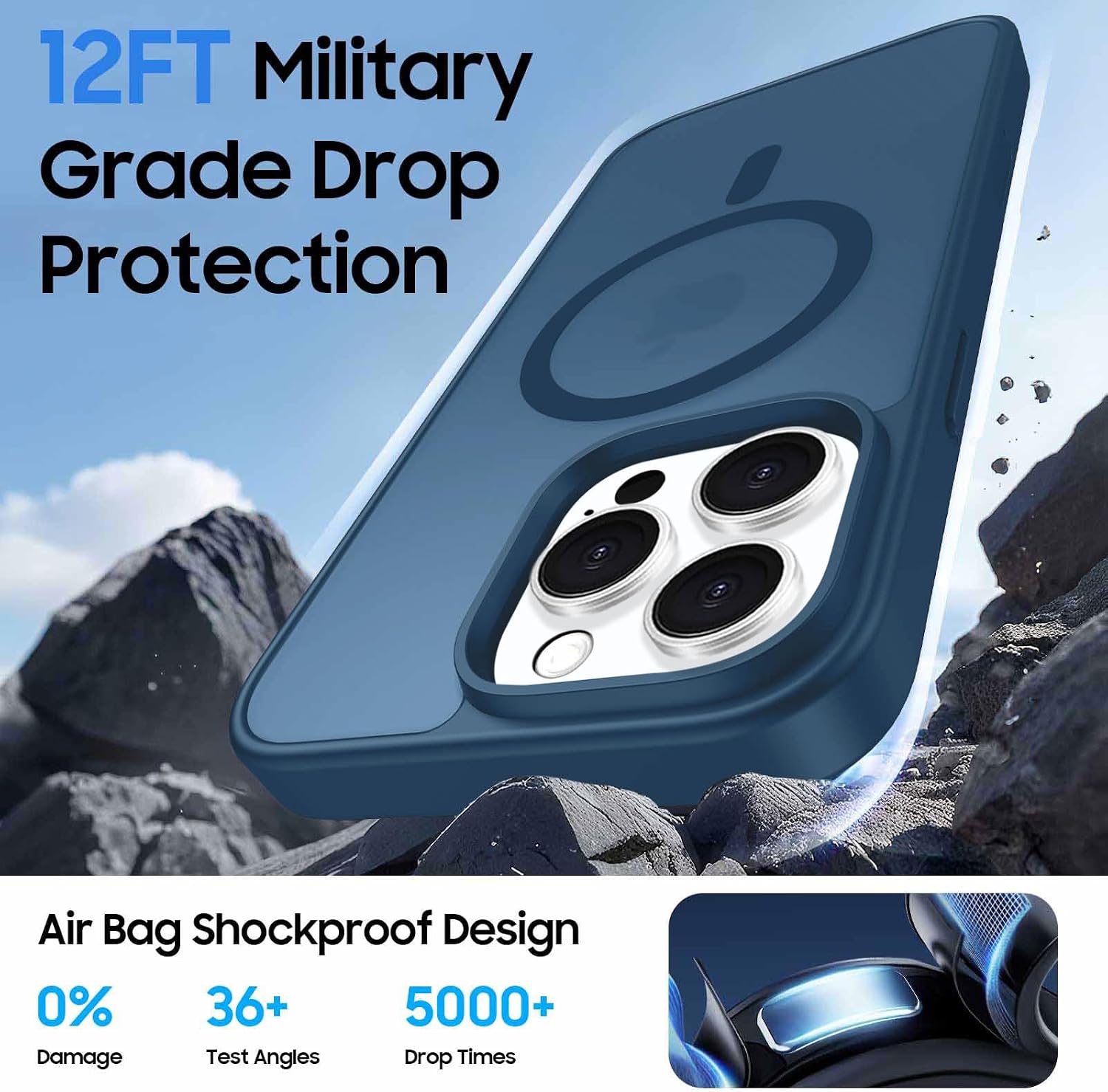 Thumbnail 6 de Ntwinro iPhone 15 Pro Magnetic Wallet Case, Deep Blue, MagSafe, Detachable Holder