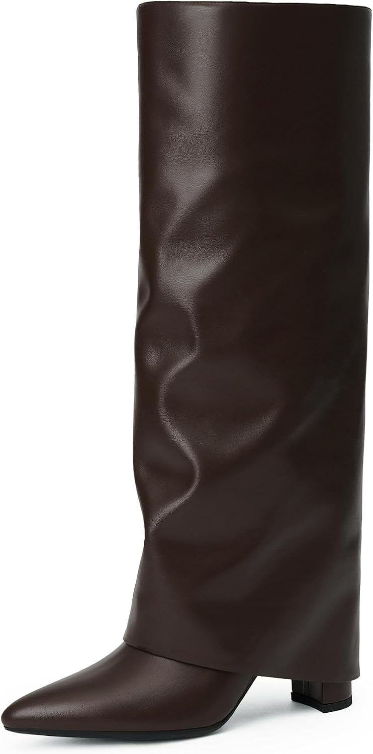 Detalle de Modatope Fold Over Knee High Boots Chunky Heels