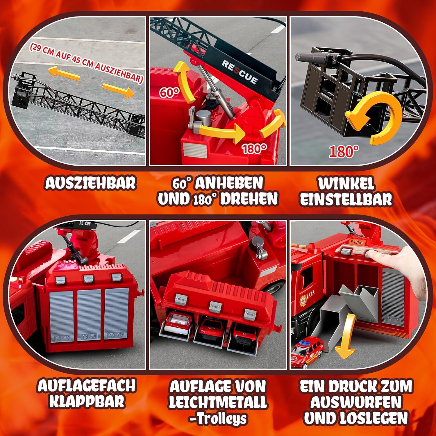 Thumbnail 6 de Glanzik Großer Feuerwehr Truck Spielzeug