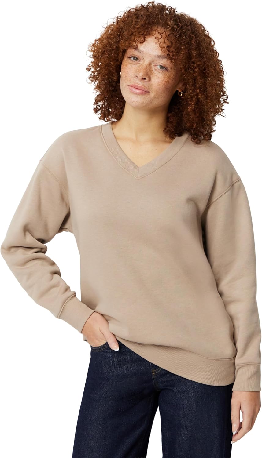 Detalle de Amazon Essentials Femme Pull Oversize en Polaire à col en V