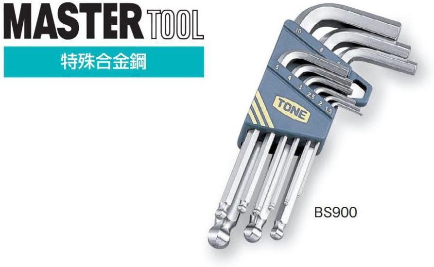Detalle de トネ(TONE) BS900 ボールポイントL形レンチセット 9点・特殊合金鋼・ホルダー付き