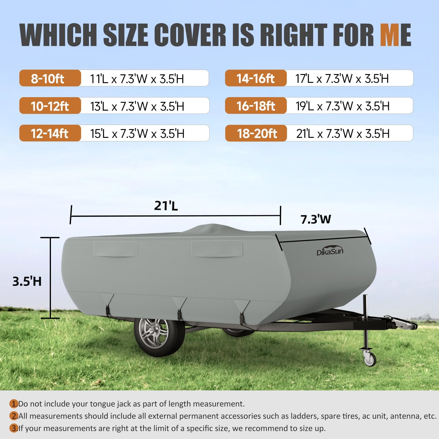 Thumbnail 6 de DikaSun Pop Up Camper Cover 8'-10' — 7-Layer Waterproof RV/Tailer Cover with UV Protection